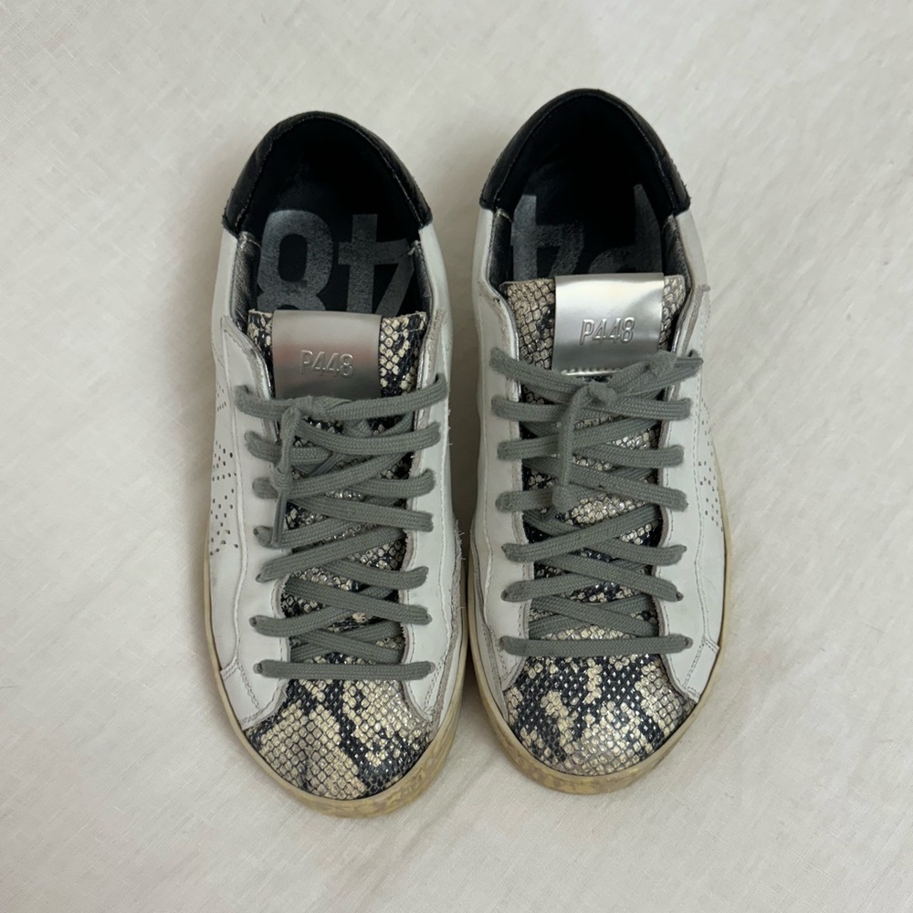P448 John Python-Print Leather Low Top Sneakers S… - image 4